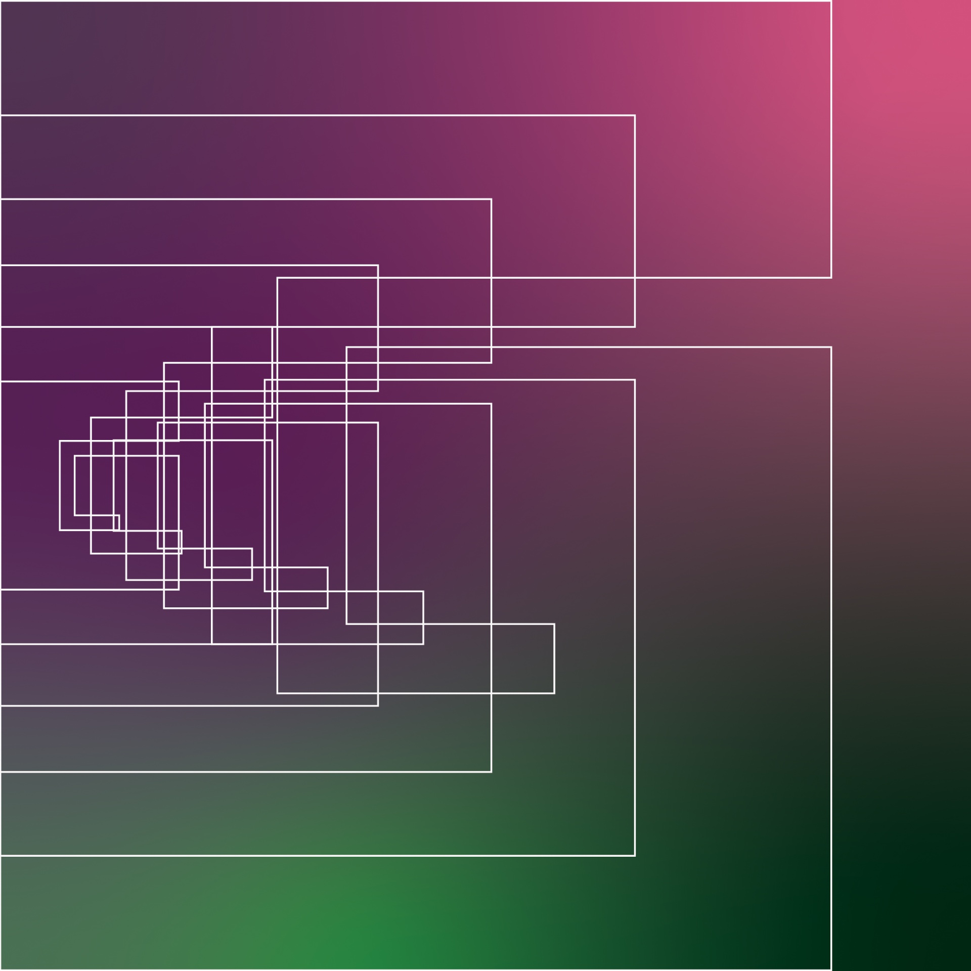 GamingCon abstract geometric pattern with overlapping rectangles in purple, pink, and green gradient