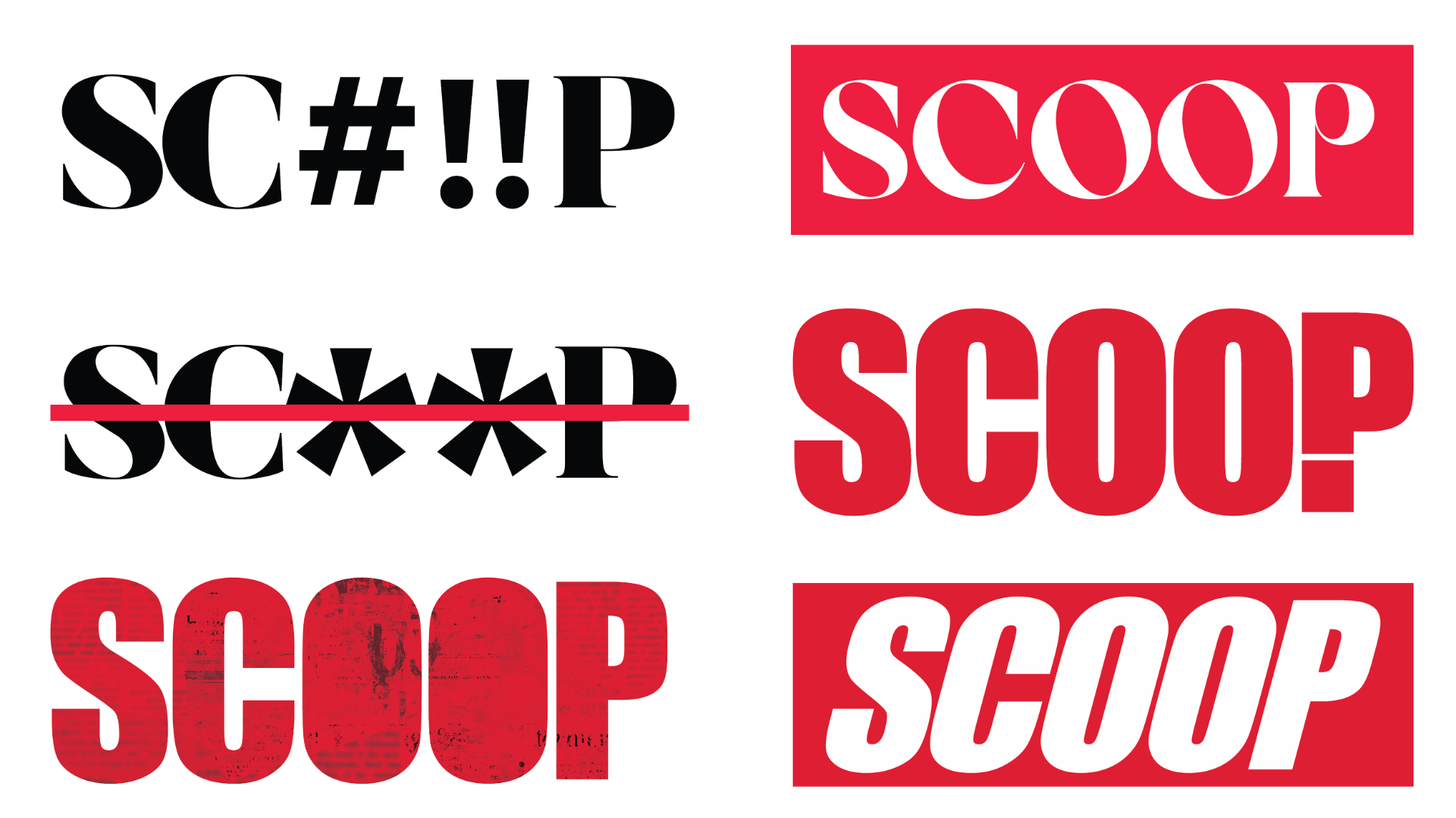 Scoop title design variations