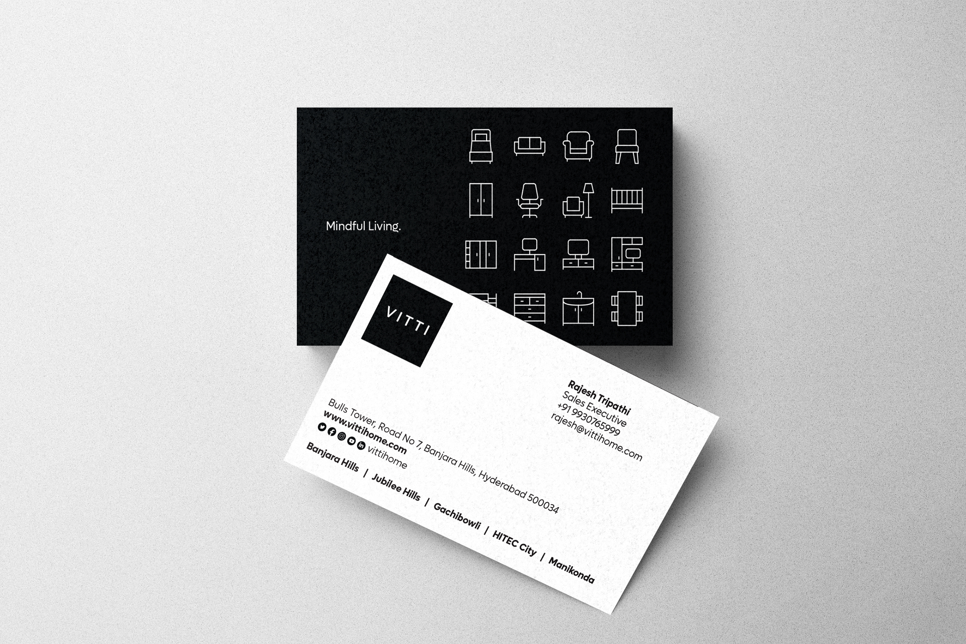 VITTI - Business cards featuring mindful living and furniture icons